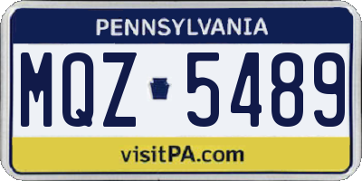 PA license plate MQZ5489