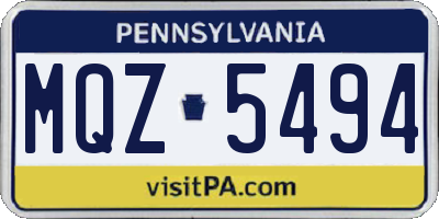 PA license plate MQZ5494