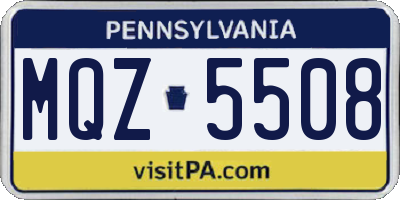 PA license plate MQZ5508