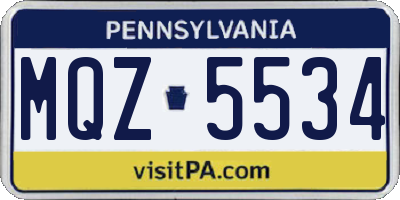 PA license plate MQZ5534