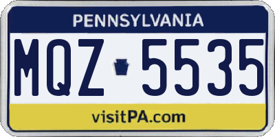 PA license plate MQZ5535