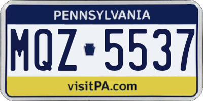 PA license plate MQZ5537