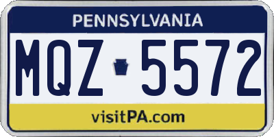 PA license plate MQZ5572
