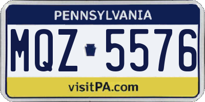 PA license plate MQZ5576