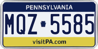 PA license plate MQZ5585