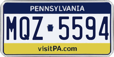 PA license plate MQZ5594