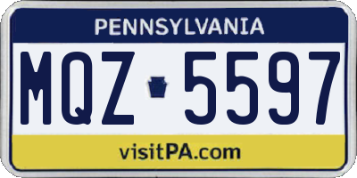 PA license plate MQZ5597