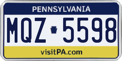 PA license plate MQZ5598