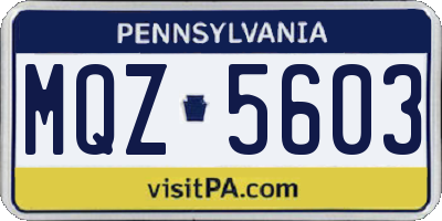PA license plate MQZ5603