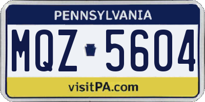 PA license plate MQZ5604