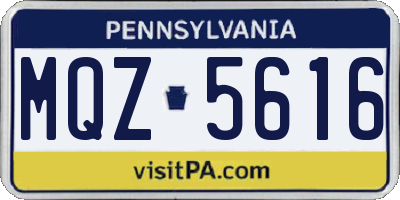 PA license plate MQZ5616