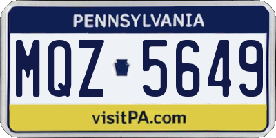 PA license plate MQZ5649