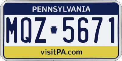 PA license plate MQZ5671