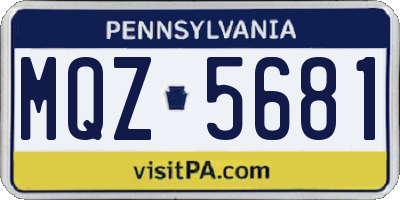 PA license plate MQZ5681