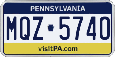 PA license plate MQZ5740