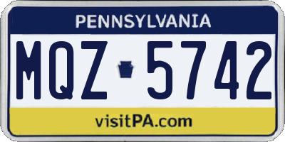 PA license plate MQZ5742