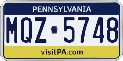 PA license plate MQZ5748