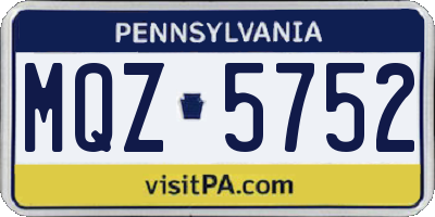 PA license plate MQZ5752