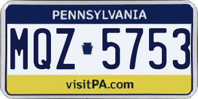 PA license plate MQZ5753