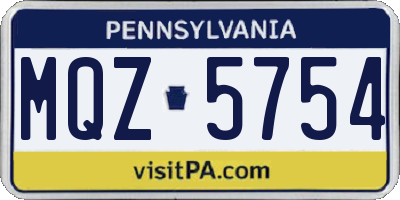 PA license plate MQZ5754