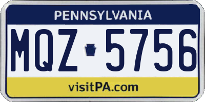 PA license plate MQZ5756