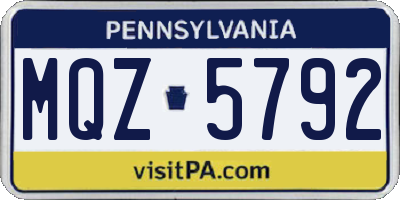 PA license plate MQZ5792