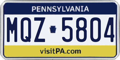 PA license plate MQZ5804