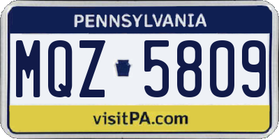 PA license plate MQZ5809