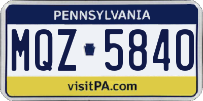 PA license plate MQZ5840