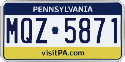 PA license plate MQZ5871