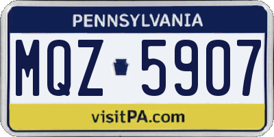 PA license plate MQZ5907