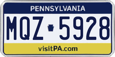 PA license plate MQZ5928