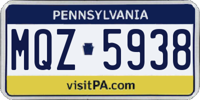 PA license plate MQZ5938
