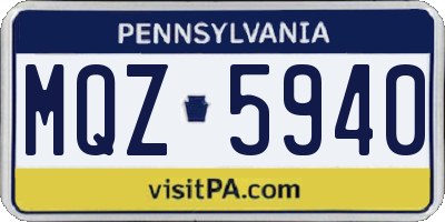 PA license plate MQZ5940