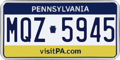 PA license plate MQZ5945