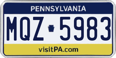 PA license plate MQZ5983