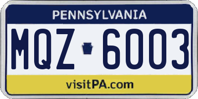 PA license plate MQZ6003