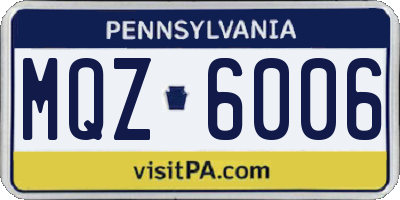 PA license plate MQZ6006