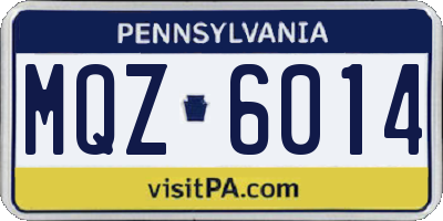 PA license plate MQZ6014