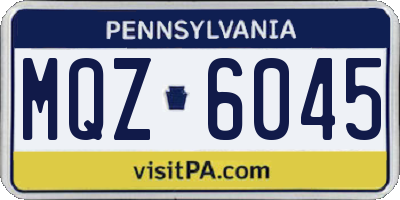 PA license plate MQZ6045