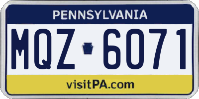 PA license plate MQZ6071