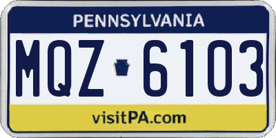 PA license plate MQZ6103