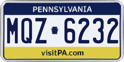 PA license plate MQZ6232