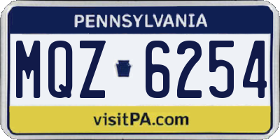 PA license plate MQZ6254