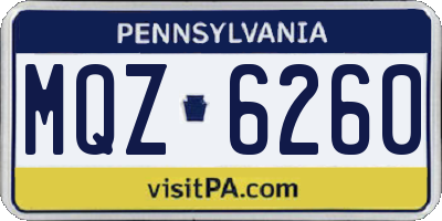PA license plate MQZ6260