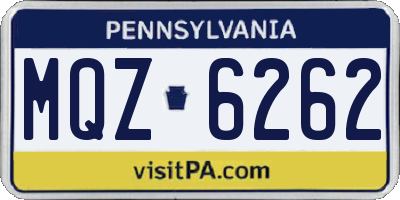 PA license plate MQZ6262