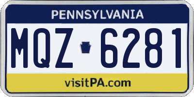 PA license plate MQZ6281