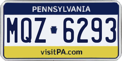 PA license plate MQZ6293