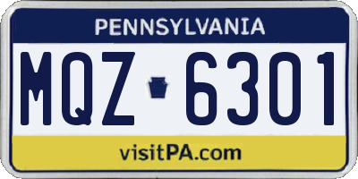 PA license plate MQZ6301