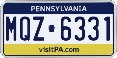 PA license plate MQZ6331